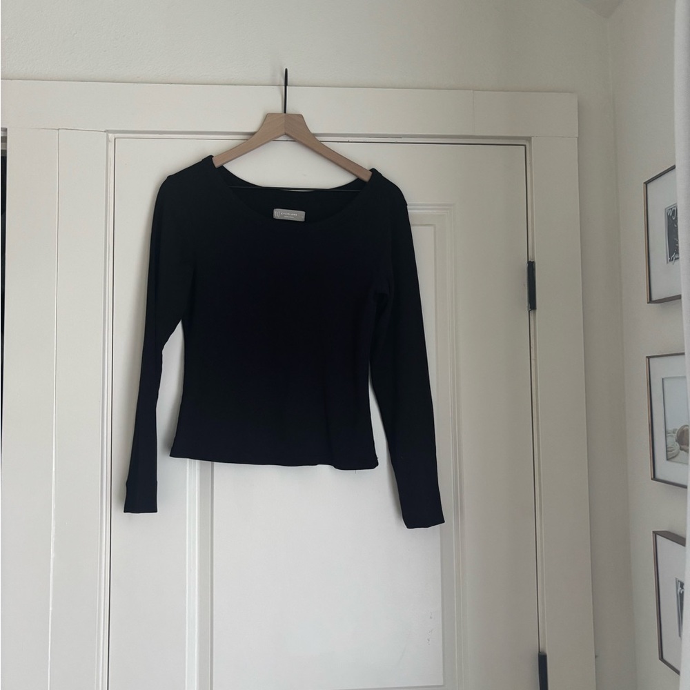 Everlane Luxe Rib Long Sleeve Crew - Black